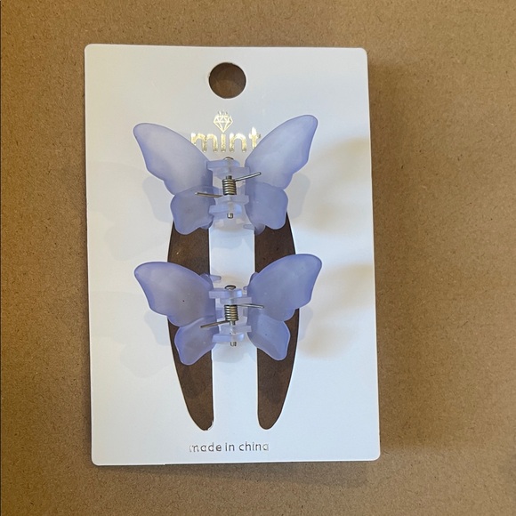 Mint Other - Mint Lavender Butterfly Hair Clips